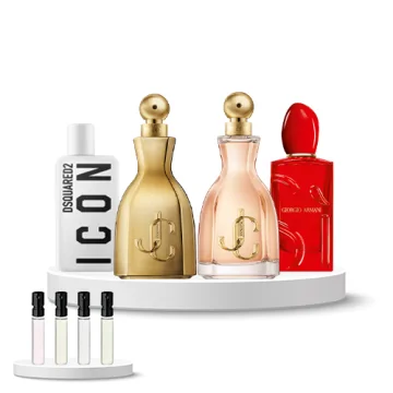 Discovery Set Women (Jimmy Choo I Want Choo, Jimmy Choo I Want Choo Parfum, Dsquared Icon, Armani Sì Red Musk)