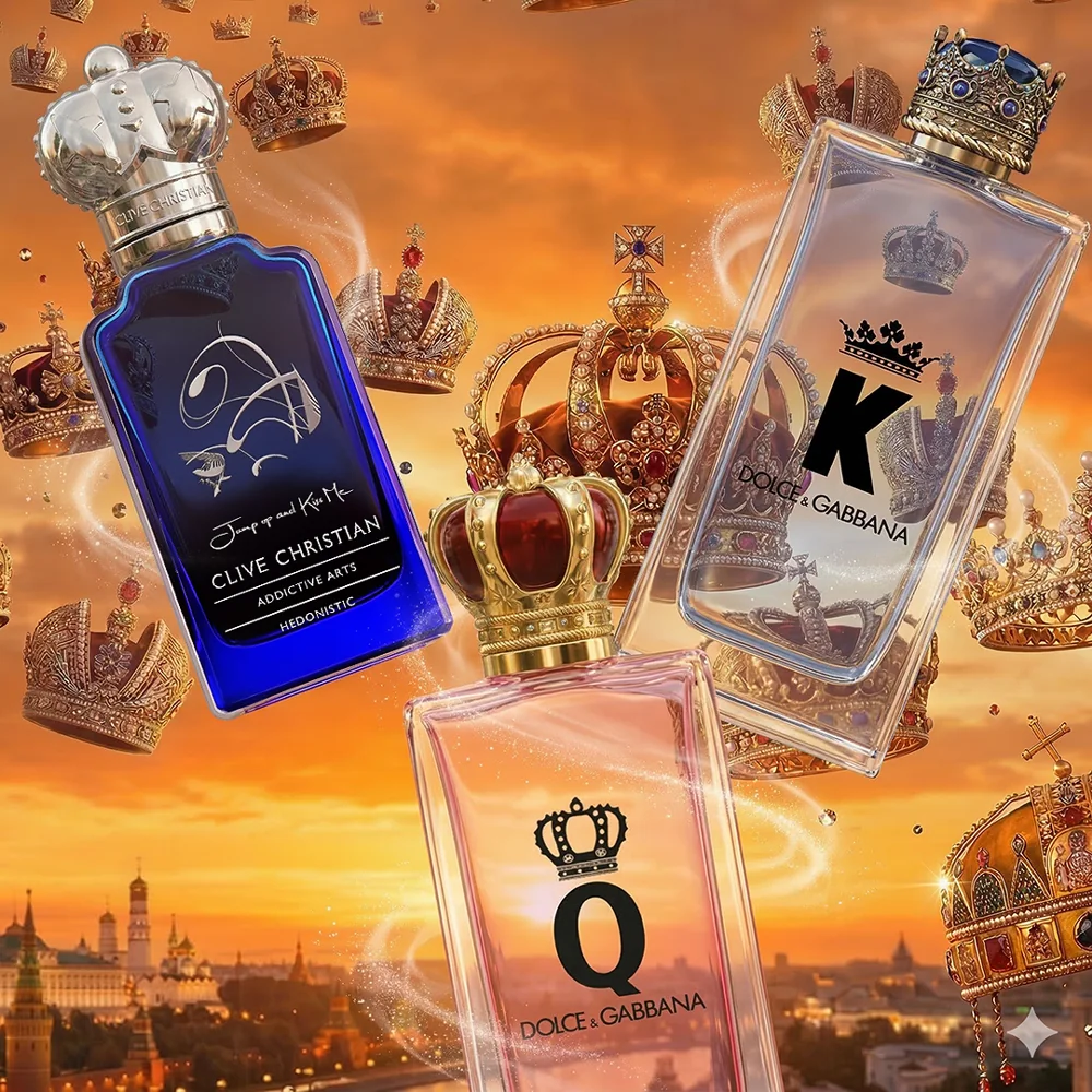 Promotiebeeld met een collectie van nieuwe luxe parfums en cosmetica.